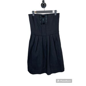 Hazel Womens Size L Black Dress Strapless Fit Flare Pockets Party Night Out R3